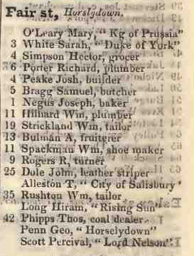Fair street, Horselydown 1842 Robsons street directory