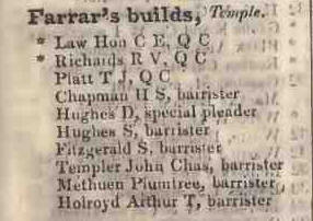Farrars Buildings, Temple 1842 Robsons street directory