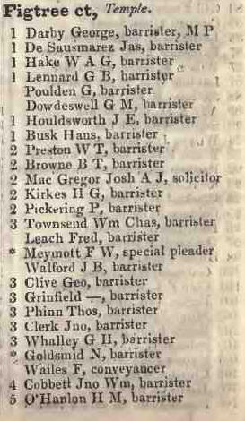 Figtree court, Temple 1842 Robsons street directory