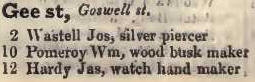 2 - 12 Gee street, Goswell street 1842 Robsons street directory