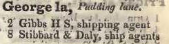 George lane, Pudding lane 1842 Robsons street directory