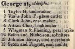 1 - 13 George street, Adelphi 1842 Robsons street directory