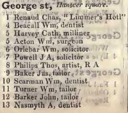 1 - 13 George street, Hanover square 1842 Robsons street directory