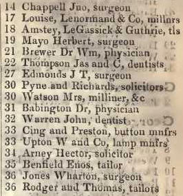 14 - 36 George street, Hanover square 1842 Robsons street directory