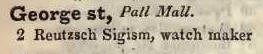 George street, Pall Mall 1842 Robsons street directory