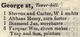 George street, Tower hill 1842 Robsons street directory