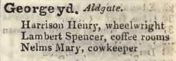 George yard, Aldgate 1842 Robsons street directory