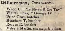 Gilbert passage, Clare market 1842 Robsons street directory