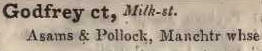 Godfrey court, Milk street 1842 Robsons street directory