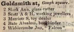 Goldsmith street, Gough square 1842 Robsons street directory