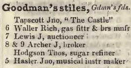 Goodmans stiles, Goodmans fields 1842 Robsons street directory