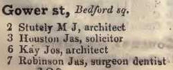 2 - 7 Gower street, Bedford square 1842 Robsons street directory