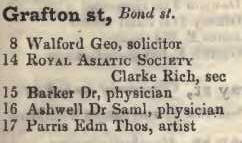 Grafton street, Bond street 1842 Robsons street directory