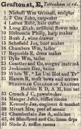 Grafton street East, Tottenham court road 1842 Robsons street directory