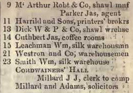 9 - 23 Great Distaff lane, Old Change 1842 Robsons street directory