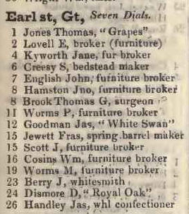 Great Earl street, Seven Dials 1842 Robsons street directory