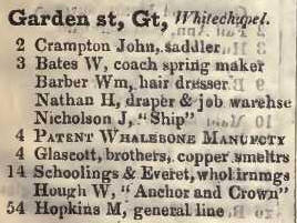 Great Garden street, Whitechapel 1842 Robsons street directory