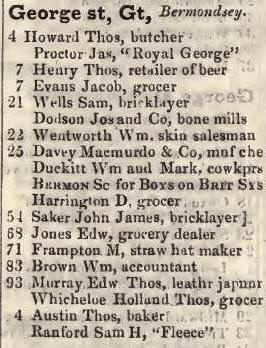Great George street, Bermondsey 1842 Robsons street directory