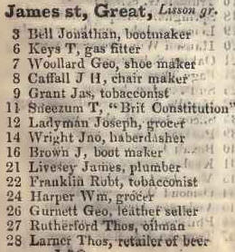 3 - 28 Great James street, Lisson grove 1842 Robsons street directory