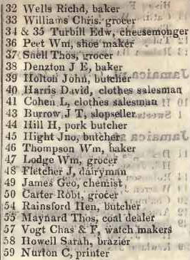 32 - 59 Great James street, Lisson grove 1842 Robsons street directory