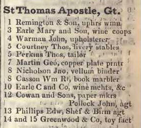 Great St Thomas Apostle 1842 Robsons street directory