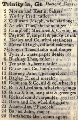 Great Trinity lane, Doctors commons 1842 Robsons street directory