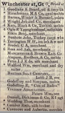 1 - 6 Great Winchester street, Old Broad street 1842 Robsons street directory
