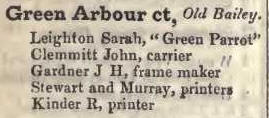 Green Arbour court, Old Bailey 1842 Robsons street directory