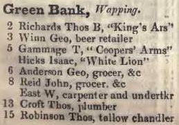 2 - 15 Green Bank, Wapping 1842 Robsons street directory