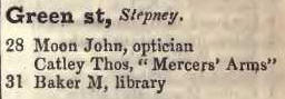 Green street, Stepney 1842 Robsons street directory