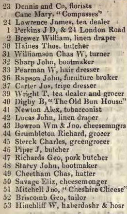 23 - 53 Grosvenor row, Pimlico 1842 Robsons street directory