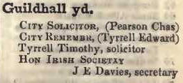 Guildhall yard 1842 Robsons street directory