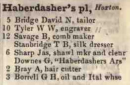 Haberdashers place, Hoxton 1842 Robsons street directory