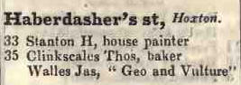 Haberdashers street, Hoxton 1842 Robsons street directory