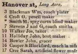 Hanover street, Long acre 1842 Robsons street directory