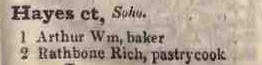 1 - 2 Hayes Court, Soho 1842 Robsons street directory