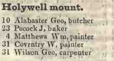 Holywell mount, Shoreditch 1842 Robsons street directory
