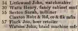 54 - 57 Hoxton square 1842 Robsons street directory