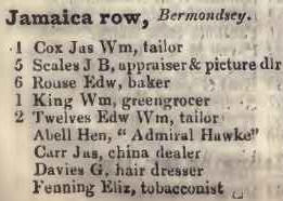 Jamaica row, Bermondsey 1842 Robsons street directory