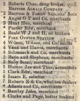 2 - 8 Jefferys square, St Mary Axe 1842 Robsons street directory
