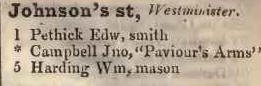 Johnsons street, Westminster 1842 Robsons street directory