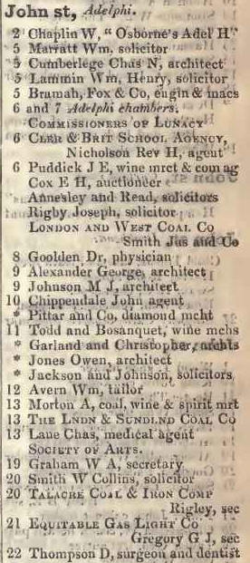 John street, Adelphi 1842 Robsons street directory