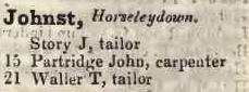 John street, Horselydown 1842 Robsons street directory
