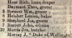 to Duke of Wellington, John street, Limehouse fields 1842 Robsons street directory