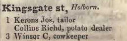1 - 3 Kingsgate street, Holborn 1842 Robsons street directory