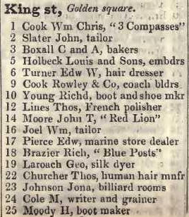 1 - 25 King street, Golden square 1842 Robsons street directory