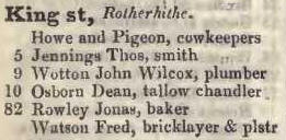 King street, Rotherhithe 1842 Robsons street directory