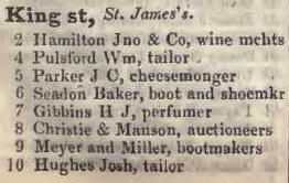 2 - 10 King street, St James's 1842 Robsons street directory