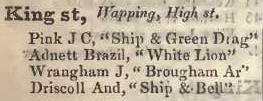 King street, Wapping High street 1842 Robsons street directory