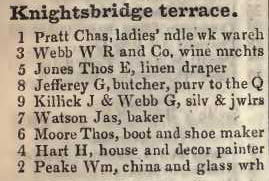 Knightsbridge terrace 1842 Robsons street directory